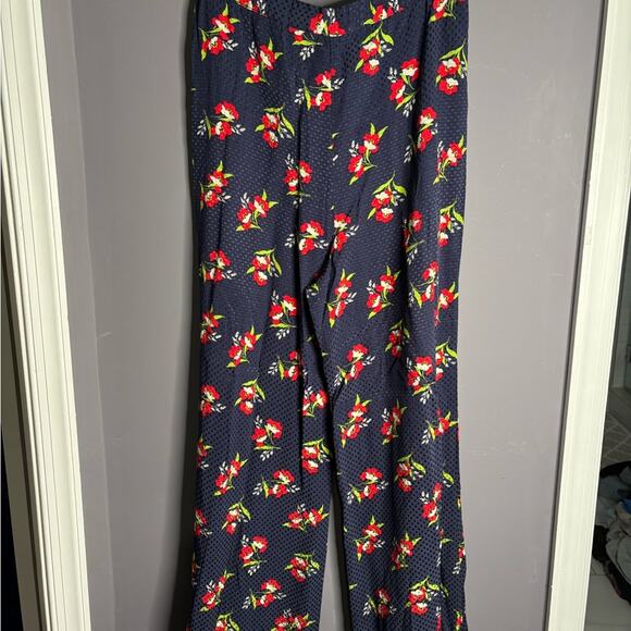 Jill Stuart Blue and Red Floral Wide Leg Pants With Side Zipper Size Small - Picture 5 of 7